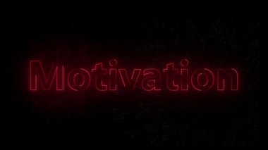 İş ve kişisel büyüme için patlayıcı arka plan etkilerine sahip neon kırmızı motivasyon metin animasyonu ilham verici