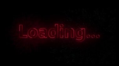 Dijital içerik için soyut parçacık arkaplanlı dinamik kırmızı neon yükleme animasyonu