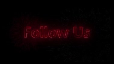 Dinamik neon kırmızısı sosyal medya ve markalaşma için soyut arkaplan içeren metin animasyonunu takip et