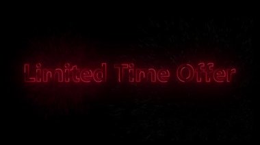 Heyecan verici kısıtlı süre, neon kırmızı metin ve dinamik arkaplan efektli duyuru sunar