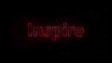 Koyu arkaplanda kırmızı parıltı efektleri olan neon metin canlandırmasına ilham ver