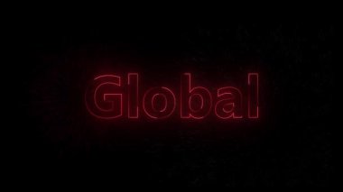 İş ve teknoloji sunumları için patlayıcı arka plan etkilerine sahip dinamik neon kırmızı küresel metin animasyonu