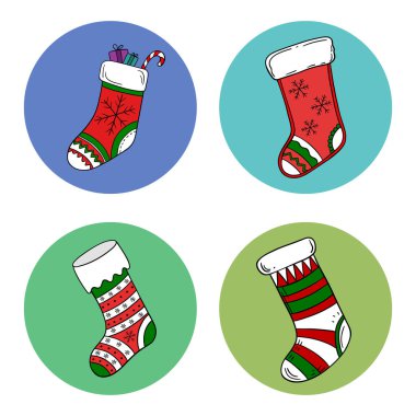 Cute Christmas stickers set collections with festive characters and animals. Fun and adorable design for winter
