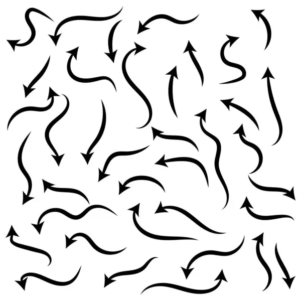 Elle çizilmiş, organik, akışkan şekilli siyah oklar. Bu sanatsal öğeler sunumlar, sosyal medya gönderileri ve yaratıcı dijital proje için mükemmeldir.