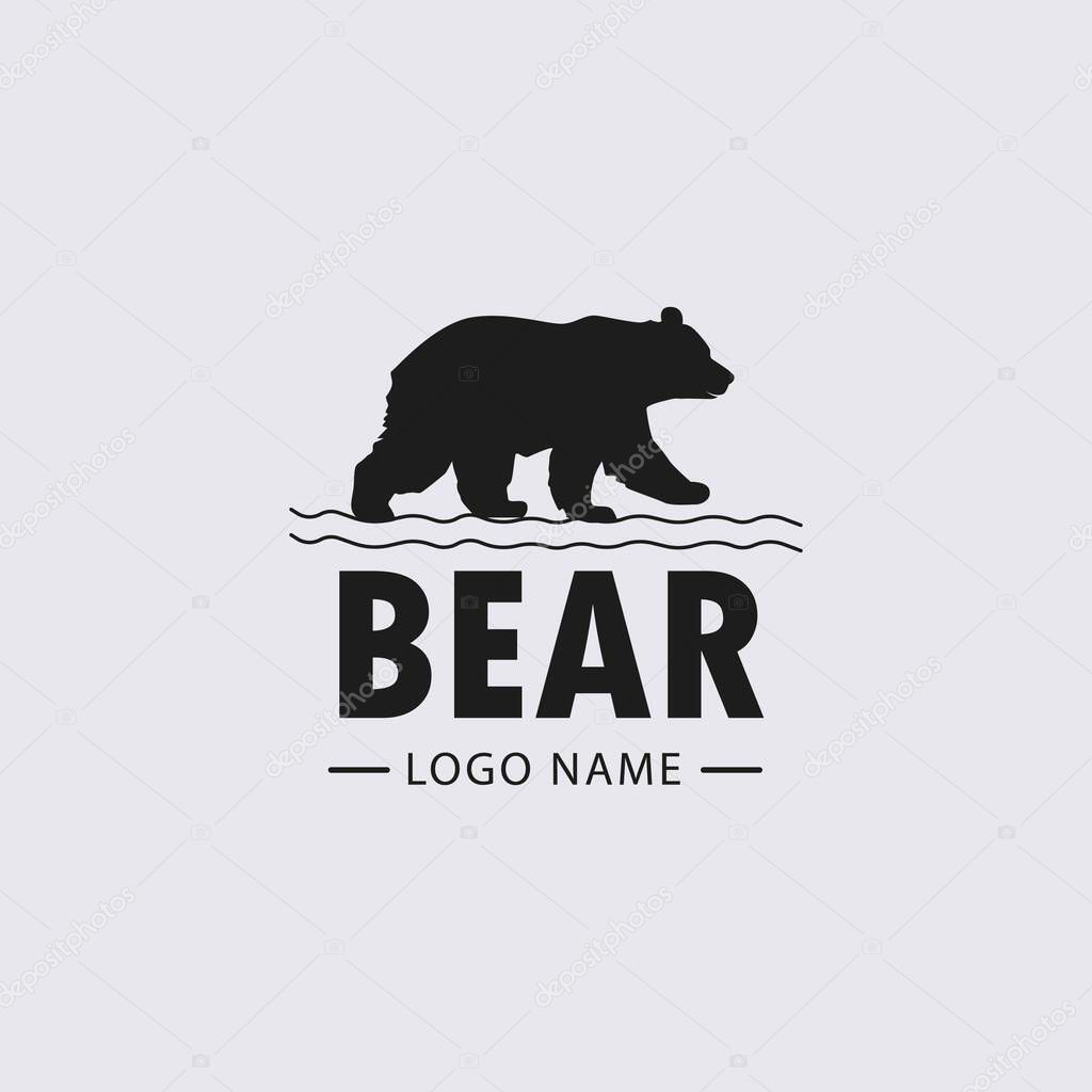 Strong Bear Walking in Nature Logo