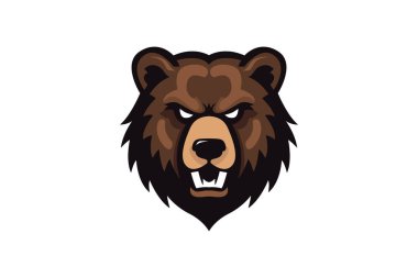 Vahşi Kahverengi Ayı Kafa Maskot Logosu
