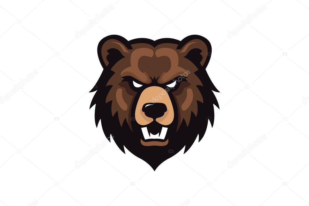 Fierce Brown Bear Head Mascot Logo