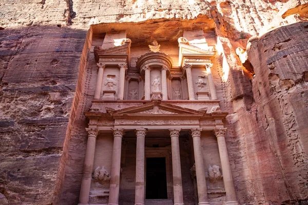 Antigua Petra Jordania Khazneh Tesoro Sitio Histórico Arqueológico Jordania Destino — Foto de Stock