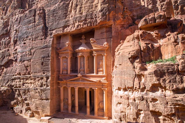 Antigua Petra Jordania Khazneh Tesoro Sitio Histórico Arqueológico Jordania Destino — Foto de Stock