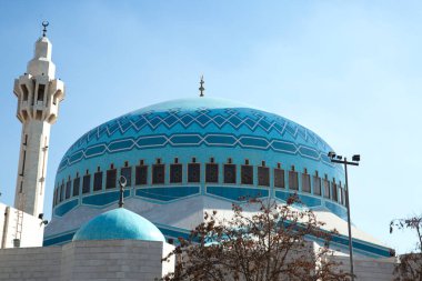 Amman, Ürdün 'deki Kral Abdullah camii. Mavi cami. 