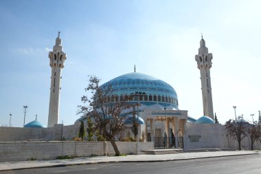 Amman, Ürdün 'deki Kral Abdullah camii. Mavi cami. 