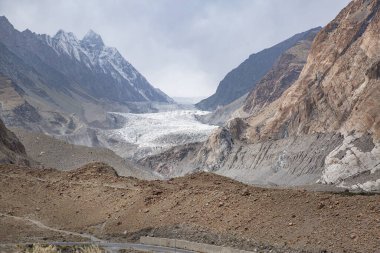 Passu buzulu güzel manzara, Gojal vadisi yukarı Hunza 'da Gilgit Baltistan, Pakistan. 