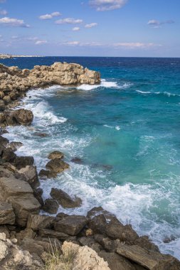Kıbrıs Rum Kesimi Aiya Napa yakınlarındaki Cape Greco 'nun güzel manzarası. 