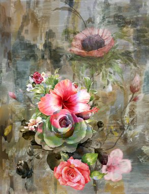 Soyut renkli çiçek resimleri. Bahar çok renkli illüstrasyon