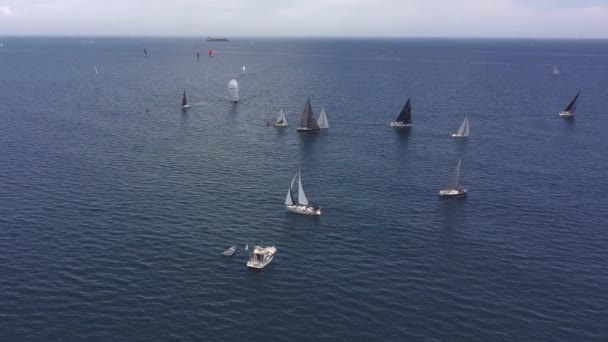 Segelbåtar Segling Tävling Valencia Segling Båtar Avrundning Svarv Boj — Stockvideo