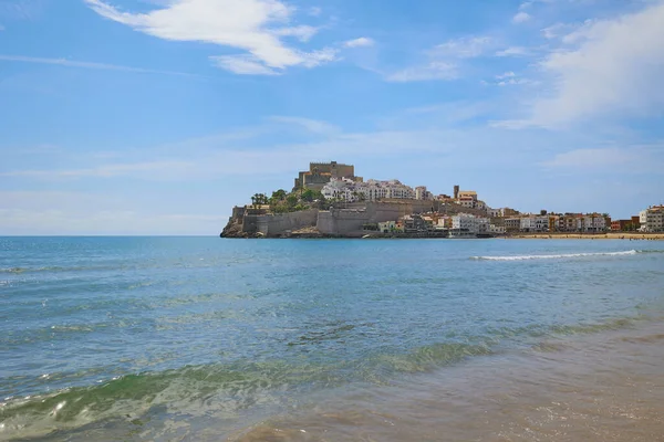 stock image Peniscola Castle in province of Castellon Valencian community of Spain. The medieval castle of the Knights Templar on the beach.