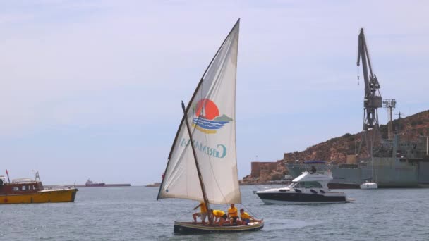 Spanya Cartagena Nisan 2023 Kartagena Limanı Nda Yelkencilik Yarışması — Stok video
