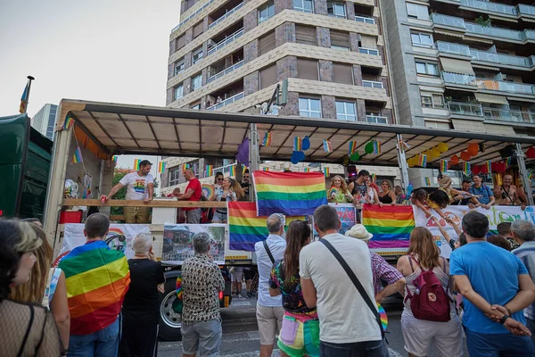 Valencie Španělsko Června 2023 Protestující Slaví Lgbt Gay Pride Valencii — Stock fotografie