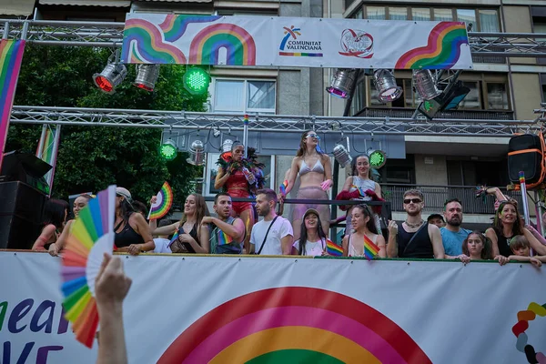 Valencie Španělsko Června 2023 Protestující Slaví Lgbt Gay Pride Valencii — Stock fotografie