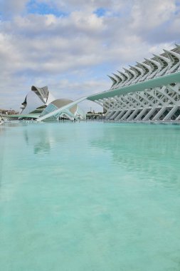 Valencia, İspanya - 26 Temmuz 2023: Güneşli bir günde İnsansız Sanat ve Bilim Şehri
