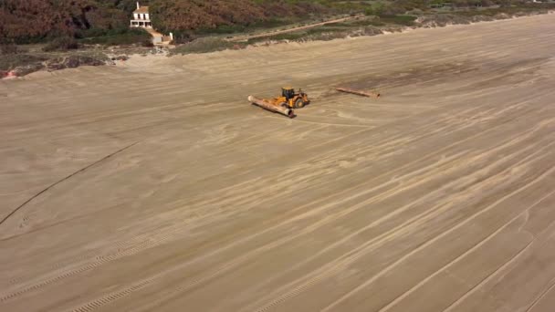 Beach Saler Valencia Spain October 2023 Aerial View Beach Renovation — Stock Video