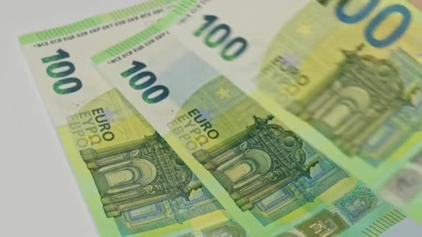 Contando Dinero Billetes Cien Euros Contando 100 Billetes — Vídeos de Stock