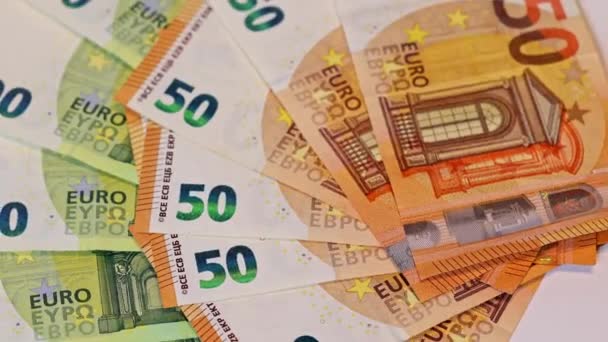 Rotating Fan Fifty One Hundred Euro Banknotes — Stock Video