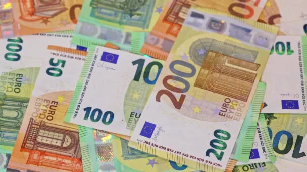 Different Euro Banknotes Slow Rotation Background — Stock Video