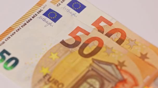Räknar Pengar Femtio Eurosedlar Totalt Sedlar — Stockvideo
