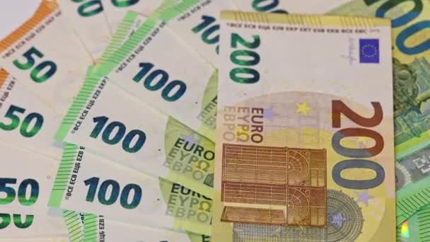Verschiedene Euro Banknoten Langsamer Rotation Als Hintergrund — Stockvideo