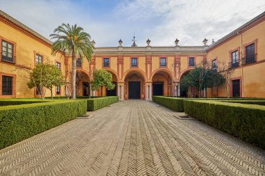 Alcazar Sarayı, Ünlü Endülüs Mimarisi. Sevilla, İspanya - 07 Ocak 2024.