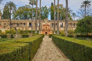 Alcazar Sarayı, Ünlü Endülüs Mimarisi. Sevilla, İspanya - 07 Ocak 2024.
