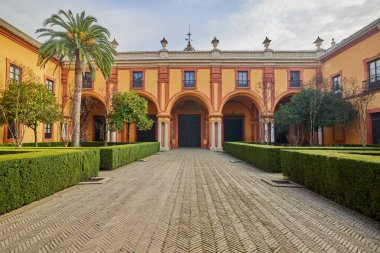 Alcazar Sarayı, Ünlü Endülüs Mimarisi. Sevilla, İspanya - 07 Ocak 2024.