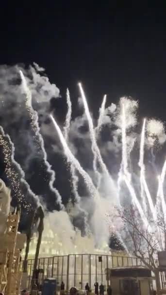 Fireworks Castillo Nit Del Foc 2024 Valencia City Hall Square — Stock Video