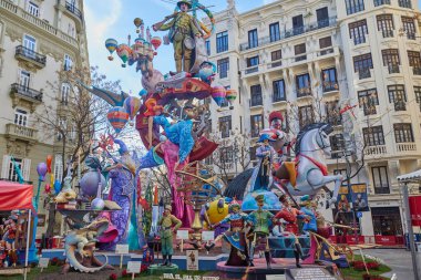 Fallas Festivali 2024 'teki rakam. Valencia, İspanya. 17 Mart 2024.