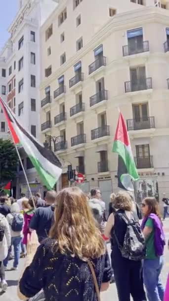 Palesztin Párti Támogatók Vonulnak Valencia Városközpontján Valencia Spanyolország Április 2024 — Stock videók