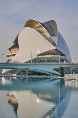 Güneşli bir günde Sanat ve Bilim Şehri 'nin modern mimarisi. Valencia, İspanya - 27 Ocak 2024.