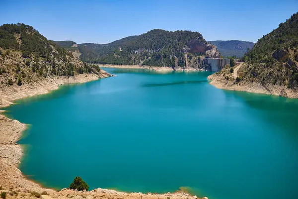 stock image Top view of Contreras reservoir, beautiful landscape with turquoise water. Contreras, Spain.