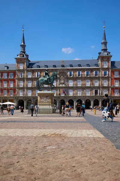 stock image View of famous Plaza Mayor in downtown Madrid. Madrid, Spain - June 12, 2024.