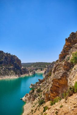 Top view of Contreras reservoir, beautiful landscape with turquoise water. Contreras, Spain. clipart