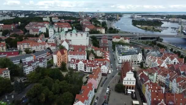 Imágenes Drones Zona Del Río Oder Szczecin Polonia — Vídeos de Stock