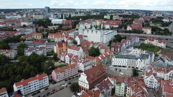 Drónfelvételek Oder Folyó Térségéről Szczecinben Lengyelországban — Stock videók