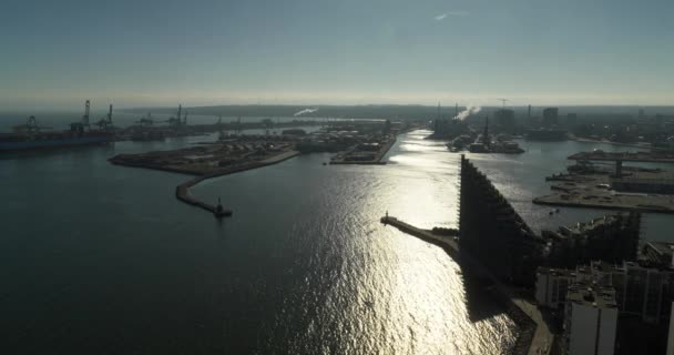 Blick Auf Den Hafen Von Aarhus Dänemark — Stockvideo