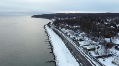 Danimarka 'daki Aarhus Körfezi üzerinde uçuş