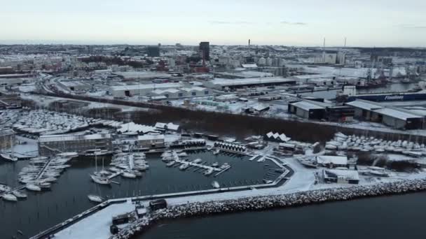 Flug Über Die Bucht Von Aarhus Dänemark — Stockvideo