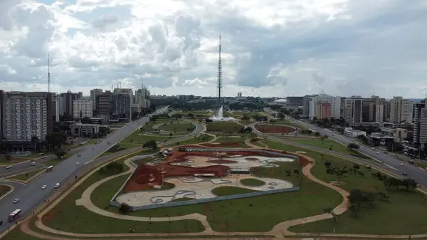 Brasilia Brazílie Března 2023 Letecký Pohled Eixo Monumental Televizní Věž Stock Snímky