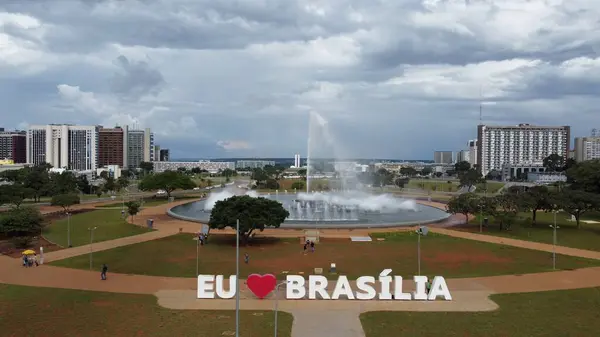 Brazílie Března 2023 Letecký Pohled Eixo Monumental Brazílie Distrito Federal Royalty Free Stock Fotografie