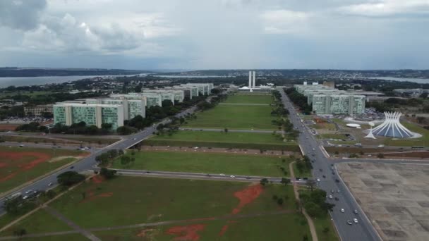Brasilia Brazilië Maart 2023 Luchtfoto Van Eixo Monumental Brasilia Distrito — Stockvideo