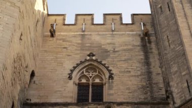 Avignon, Fransa 'daki Palais des Papes' in detaylarına yakından bakın.
