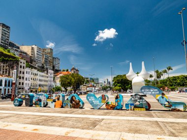 03.02.2025 Salvador de Bahia, Brazil. View of the square Praca Cairu with the Monument Monumento a Cidade de Salvador clipart